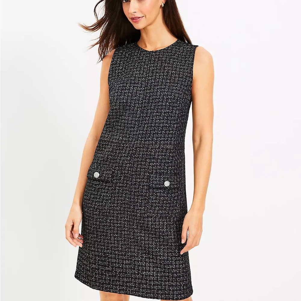 LOFT Black Tweed Sleeveless Dress